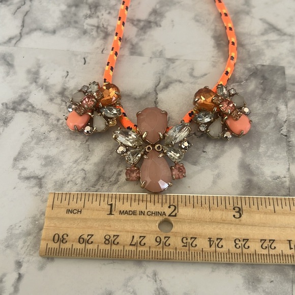 Crewcuts By J.Crew paracord neon orange pink with sparky stone   necklace 16” - Picture 8 of 8